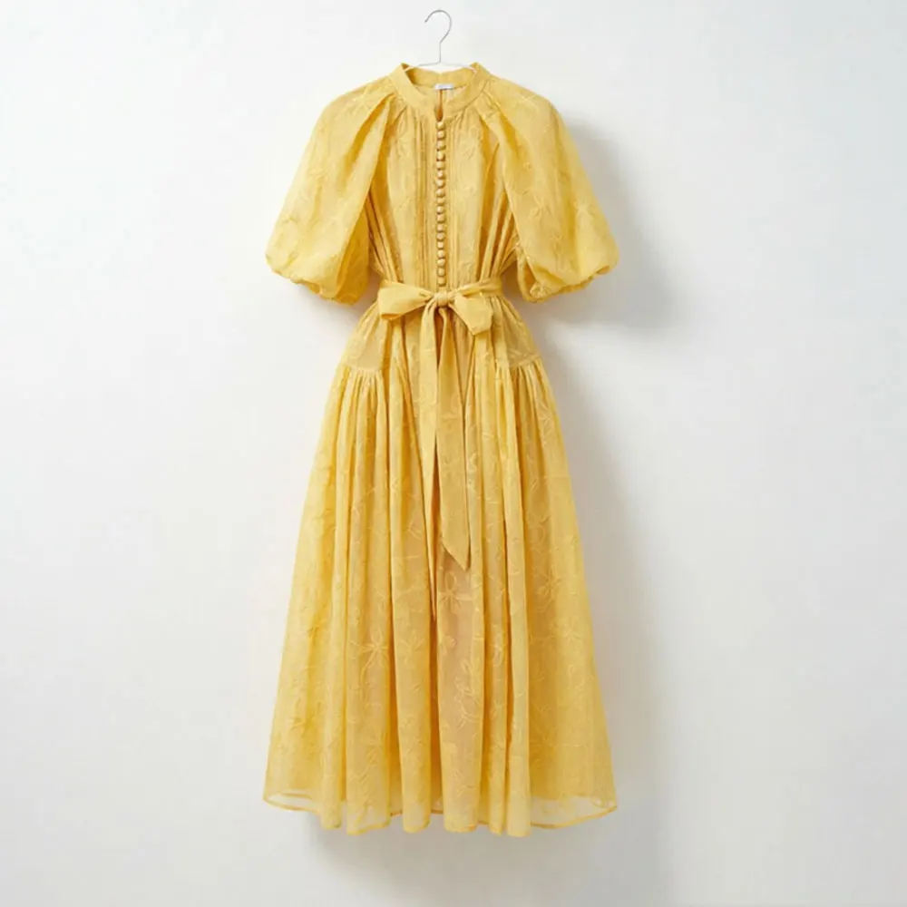 Boho Style Vintage Floral Embroidery Maxi Dress Women Stand Collar Puff Sleeve Lace-up High Waist Loose Casual Elegant Robe
Boho Style Vintage Floral Embroidery Maxi Dress Women Stand Collar Puff Sleeve Lace-up High Waist Loose Casual Elegant Robe