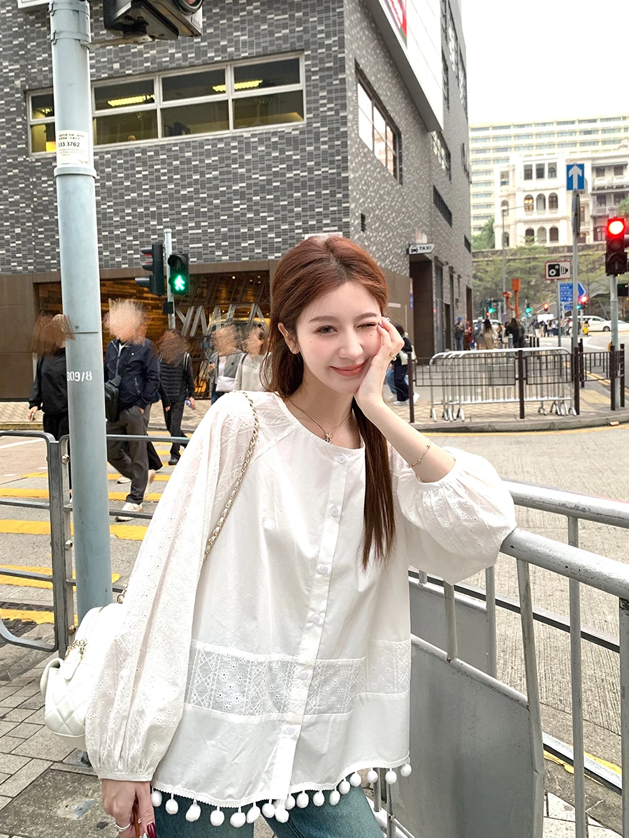 Женская блузка YANUOYU с длинным рукавом, декорированная бахромой, с богатой отделкой, из смесового хлопка, в французском стиле, свободного кроя, с круглым вырезом
Женская блузка YANUOYU с длинным рукавом, декорированная бахромой, с богатой отделкой, из смесового хлопка, в французском стиле, свободного кроя, с круглым вырезом