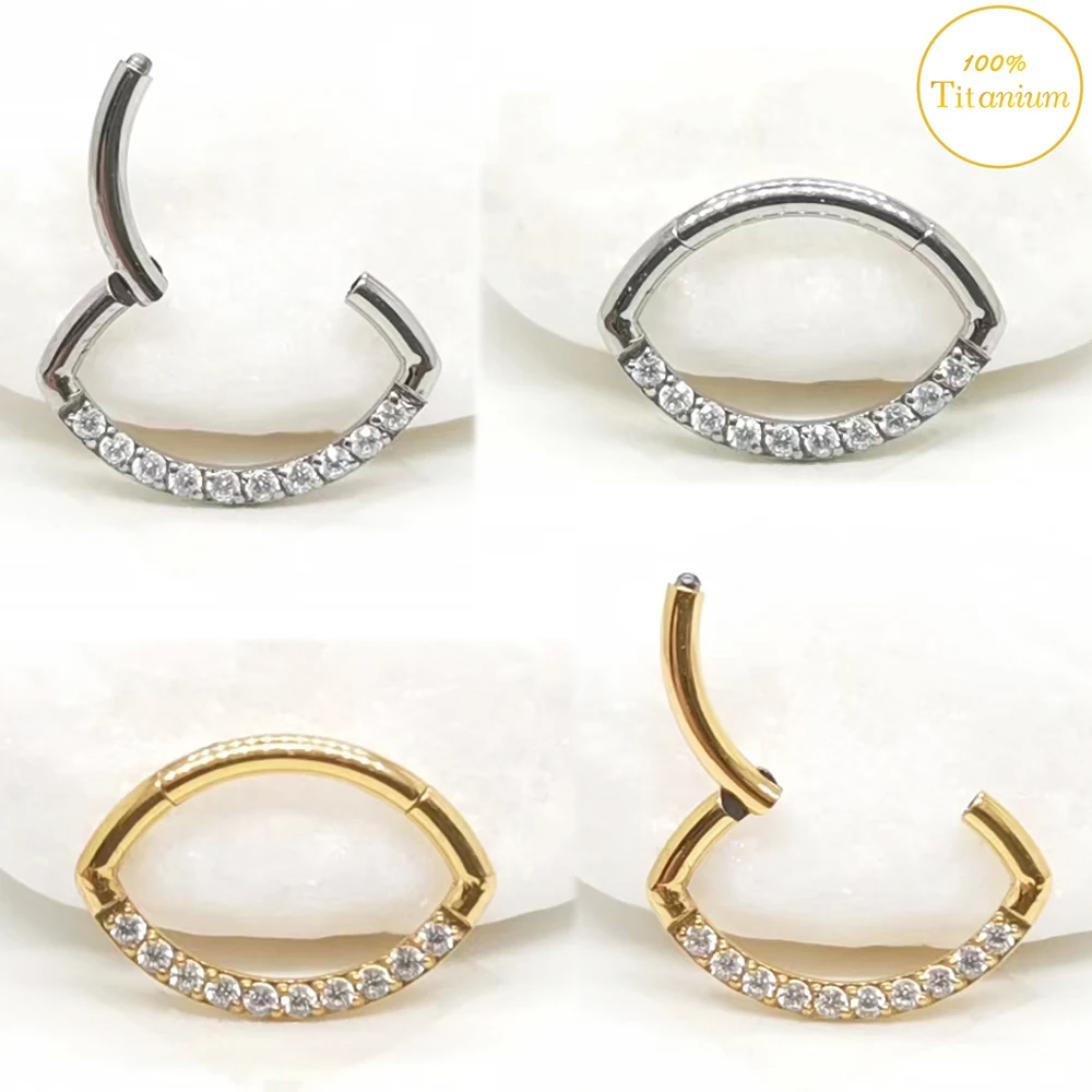1PC G23 Titanium Septum Piercing Nose Rings Olive Shape Zircon Earrings Clicker Ear Cartilage Tragus Helix Piercing Jewelry 16G
1PC G23 Titanium Septum Piercing Nose Rings Olive Shape Zircon Earrings Clicker Ear Cartilage Tragus Helix Piercing Jewelry 16G