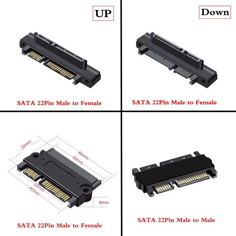 6 Гбит/с SATA 22-контактный адаптер силовой передачи данных «папа-мама» для настольного компьютера, адаптер твердотельного накопителя
6 Гбит/с SATA 22-контактный адаптер силовой передачи данных «папа-мама» для настольного компьютера, адаптер твердотельного накопителя