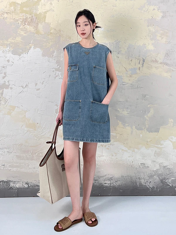 plus Size 300 Pou Loose Fit round Ne Svel Mid-Length Denim Dr Women's Vest Dr Casual Summer Korean Sle
plus Size 300 Pou Loose Fit round Ne Svel Mid-Length Denim Dr Women's Vest Dr Casual Summer Korean Sle