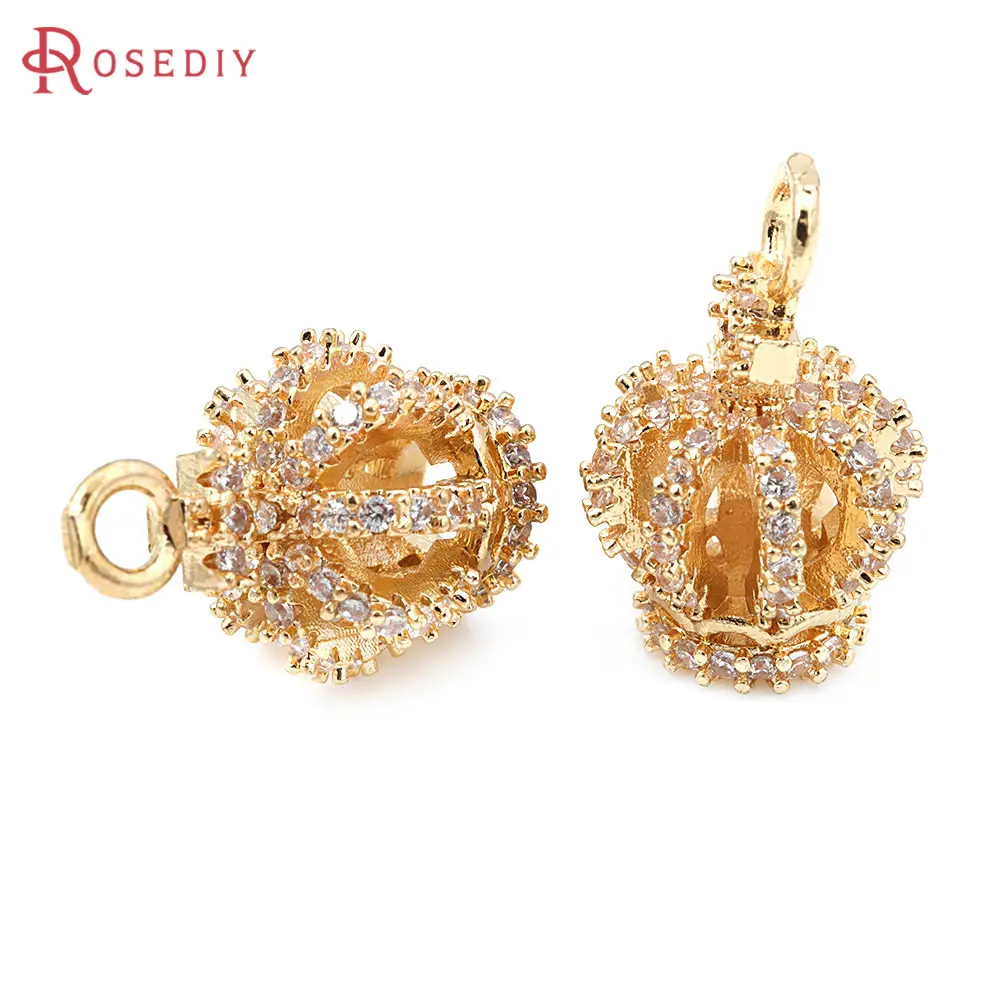 4PCS 18K Gold Color Brass and Zircon Crown Charms Pendants High Quality Jewelry Making Necklace Earrings Accessories for Women
4PCS 18K Gold Color Brass and Zircon Crown Charms Pendants High Quality Jewelry Making Necklace Earrings Accessories for Women