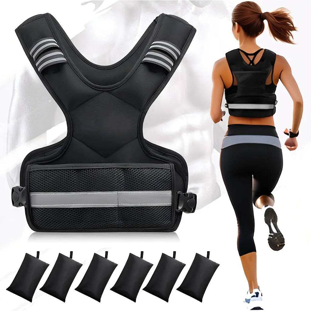 Adjustable Weight Vest 4-10lb,with 6 Weights and Reflective Strips for Strength Training
Adjustable Weight Vest 4-10lb,with 6 Weights and Reflective Strips for Strength Training