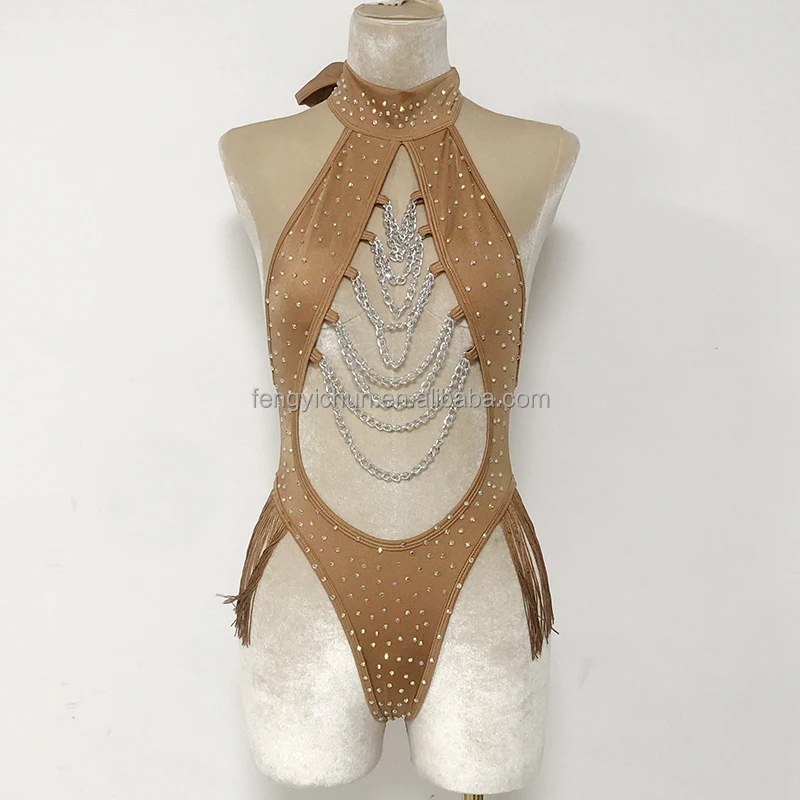 Nylon Dancer Women Stripper Outfits Rhinestones Ladies Bottle Girls Silver Chain Sexy Bodysuit Exotic Dance Wear
Nylon Dancer Women Stripper Outfits Rhinestones Ladies Bottle Girls Silver Chain Sexy Bodysuit Exotic Dance Wear