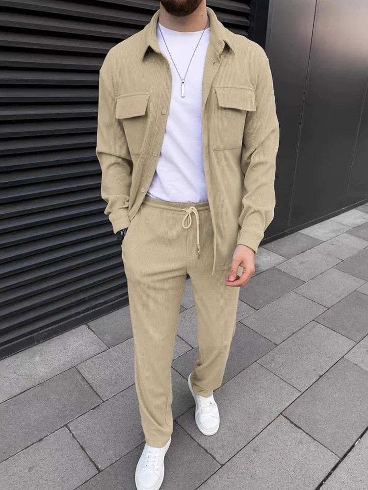 2025 Spring Casual Mens Two Piece Suits Streetwear Men Vintage Solid Color Lapel Corduroy Jacket and Pants Outfits Mens Clothing
2025 Spring Casual Mens Two Piece Suits Streetwear Men Vintage Solid Color Lapel Corduroy Jacket and Pants Outfits Mens Clothing