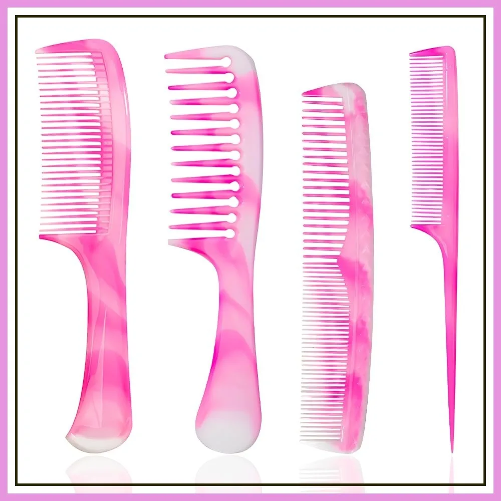 Pink Hair Comb Set - Wide Tooth, Fine Tooth, Rat Tail, and Dual Comb for Women and Men
Pink Hair Comb Set - Wide Tooth, Fine Tooth, Rat Tail, and Dual Comb for Women and Men