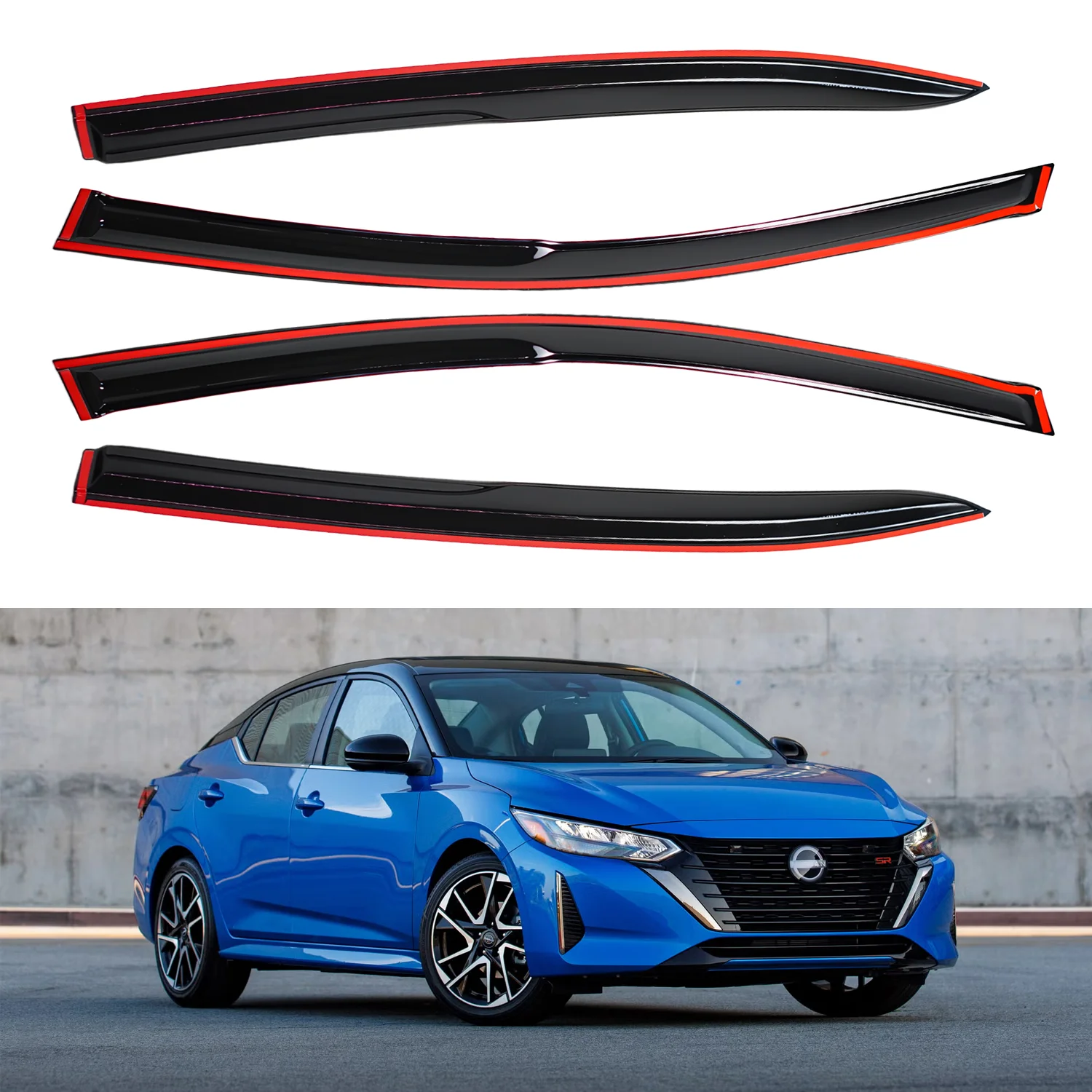 For Nissan Sentra 4-Door Sedan 2020-2024 Tinted Wind Deflectors 4pcs Set with Drainage Channel 1.5MM Thick External Mount
For Nissan Sentra 4-Door Sedan 2020-2024 Tinted Wind Deflectors 4pcs Set with Drainage Channel 1.5MM Thick External Mount
