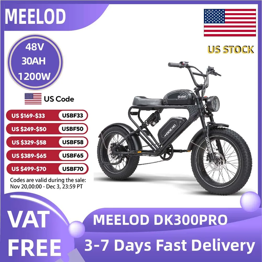 MEELOD DK300pro adult E-bike 1200W 48V 30Ah battery commute Electric Bike,20-inch Fat Tire E-Mountain bike
MEELOD DK300pro adult E-bike 1200W 48V 30Ah battery commute Electric Bike,20-inch Fat Tire E-Mountain bike
