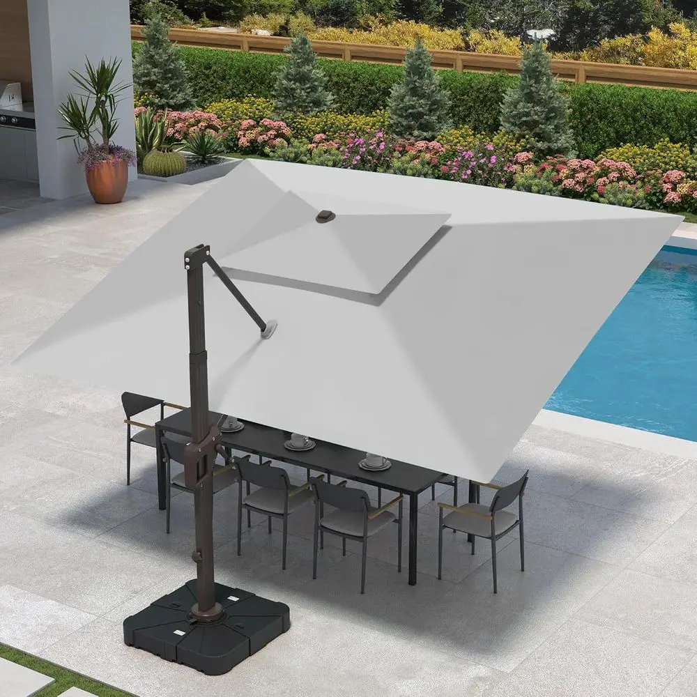 9' x 12' Heavy-Duty Cantilever Patio Umbrella with LED Lights, Rotating Base, and Grey Double Canopy for Outdoor Spaces
9' x 12' Heavy-Duty Cantilever Patio Umbrella with LED Lights, Rotating Base, and Grey Double Canopy for Outdoor Spaces