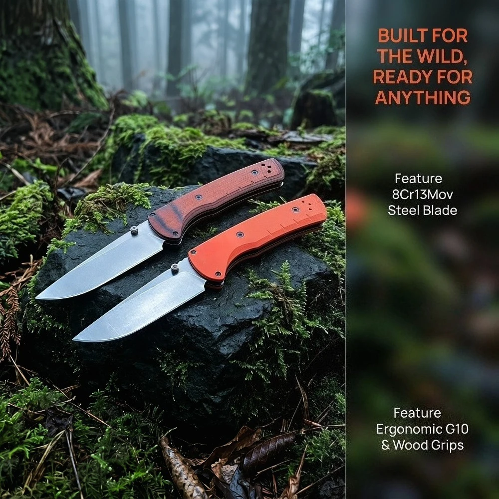 Outdoor Folding Knife 8Cr13Mov Blade G10 (orange) / Red Sandalwood Handle Deep Pocket Clip Hiking Fishing Camping Practical Tool
Outdoor Folding Knife 8Cr13Mov Blade G10 (orange) / Red Sandalwood Handle Deep Pocket Clip Hiking Fishing Camping Practical Tool