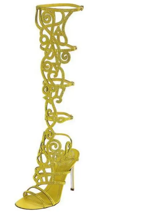 Bling Rhinestone Drilled Carve Out Knee Sandals Boots Woman High Heel Crystal Hollow Summer Long Boots Mujer Slingbacks Boots
Bling Rhinestone Drilled Carve Out Knee Sandals Boots Woman High Heel Crystal Hollow Summer Long Boots Mujer Slingbacks Boots