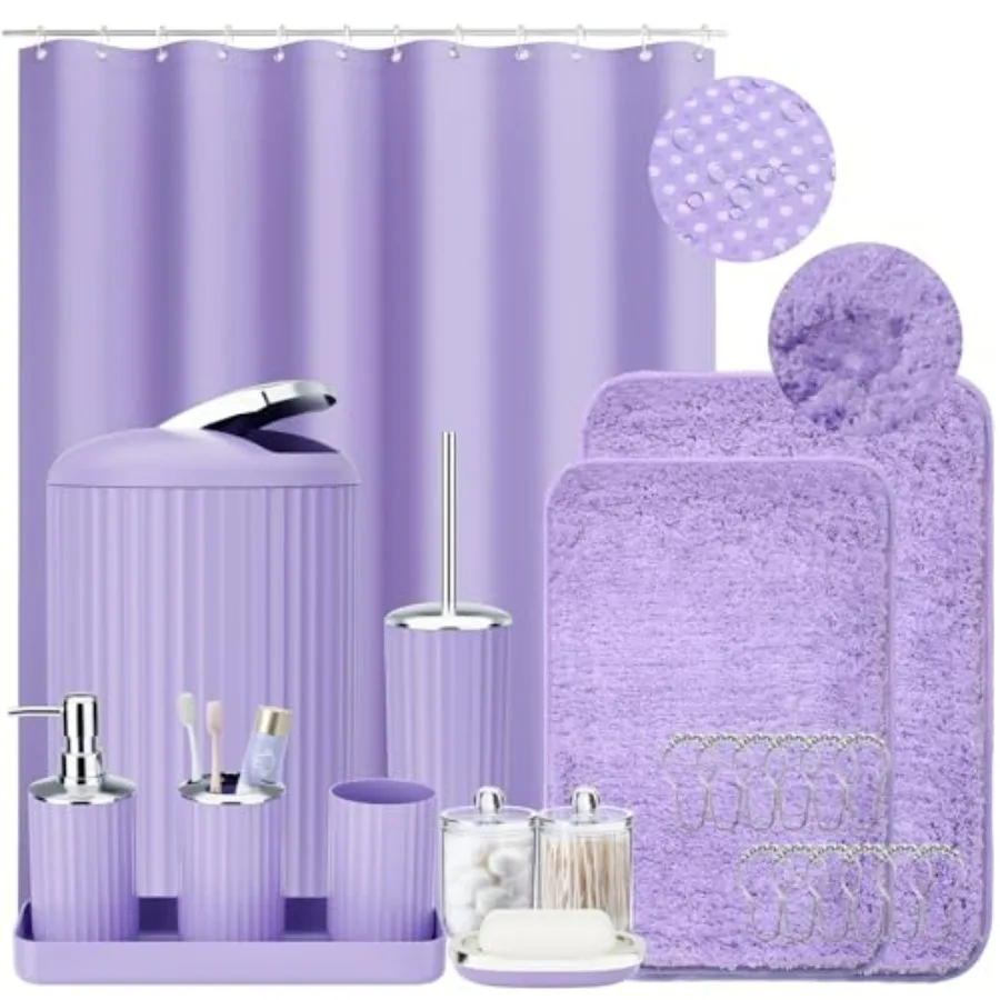 Набор фиолетовых аксессуаров для ванной комнаты из 24 предметов с занавеской для душа и ковриками Очень мягкие впитывающие коврики для ванной комнаты со современным стилем
Набор фиолетовых аксессуаров для ванной комнаты из 24 предметов с занавеской для душа и ковриками Очень мягкие впитывающие коврики для ванной комнаты со современным стилем