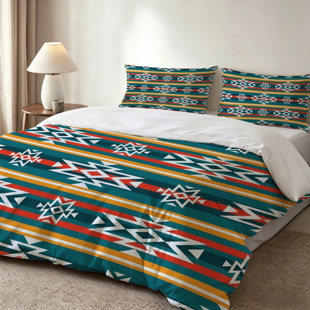 High-Definition Digital Printed Bedding Set, Ethnic Style Geometric Pattern Duvet Cover Set, Large Floral Print Duvet Cover Set, Includes 1 Duvet Cover + 2 Pillowcases, Suitable for Bedroom, Guest Room, Home Decoration, Polyester Fiber Duvet Cover + Pillo
High-Definition Digital Printed Bedding Set, Ethnic Style Geometric Pattern Duvet Cover Set, Large Floral Print Duvet Cover Set, Includes 1 Duvet Cover + 2 Pillowcases, Suitable for Bedroom, Guest Room, Home Decoration, Polyester Fiber Duvet Cover + Pillo