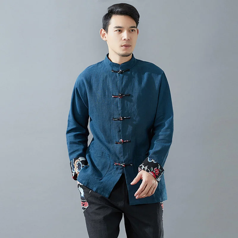Patchwork Long Sleeve Blouse Men Clothes Flax Tang Suit White Blusas Handmade Chinese Knot Buttons Black Linen Shirts
Patchwork Long Sleeve Blouse Men Clothes Flax Tang Suit White Blusas Handmade Chinese Knot Buttons Black Linen Shirts