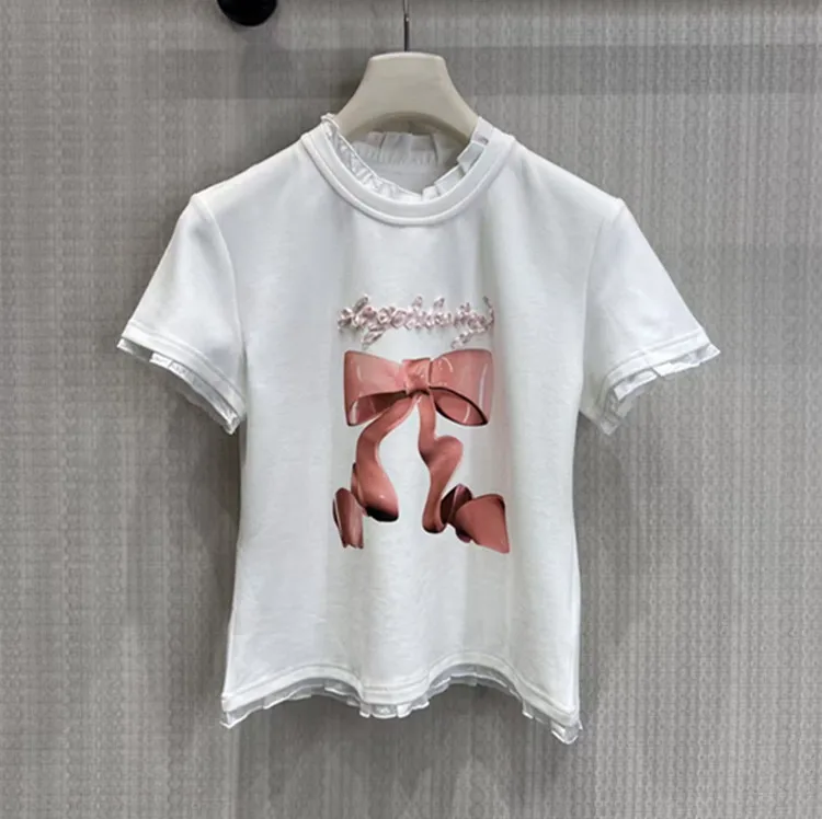Customization European women's clothing - new summer styles for 2026 Round-neck short-sleeved bow tie Fashion T-shirt
Customization European women's clothing - new summer styles for 2026 Round-neck short-sleeved bow tie Fashion T-shirt