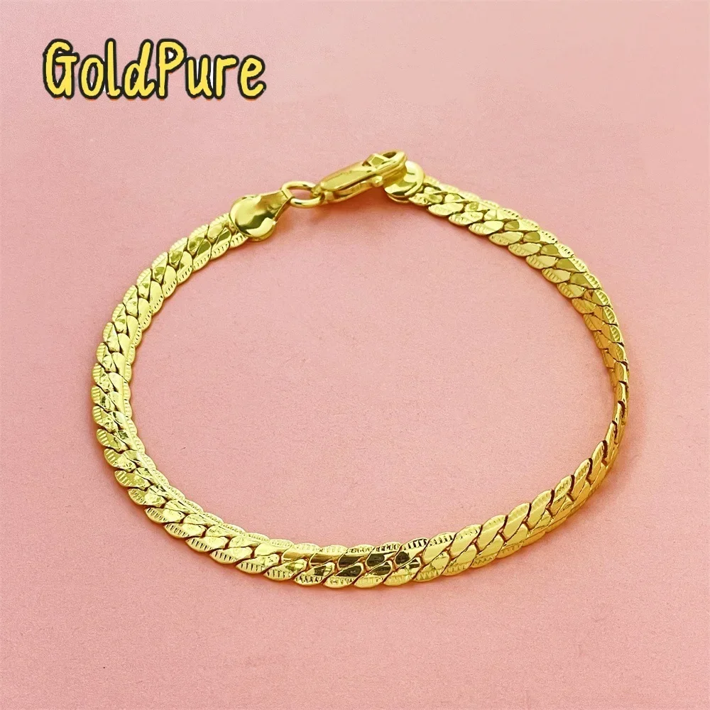Goldpure Luxury 24K 9999 Pure Gold real gold Men's and Women's Flat Snake Bone Bracelet 5mm Bracelet
Goldpure Luxury 24K 9999 Pure Gold real gold Men's and Women's Flat Snake Bone Bracelet 5mm Bracelet