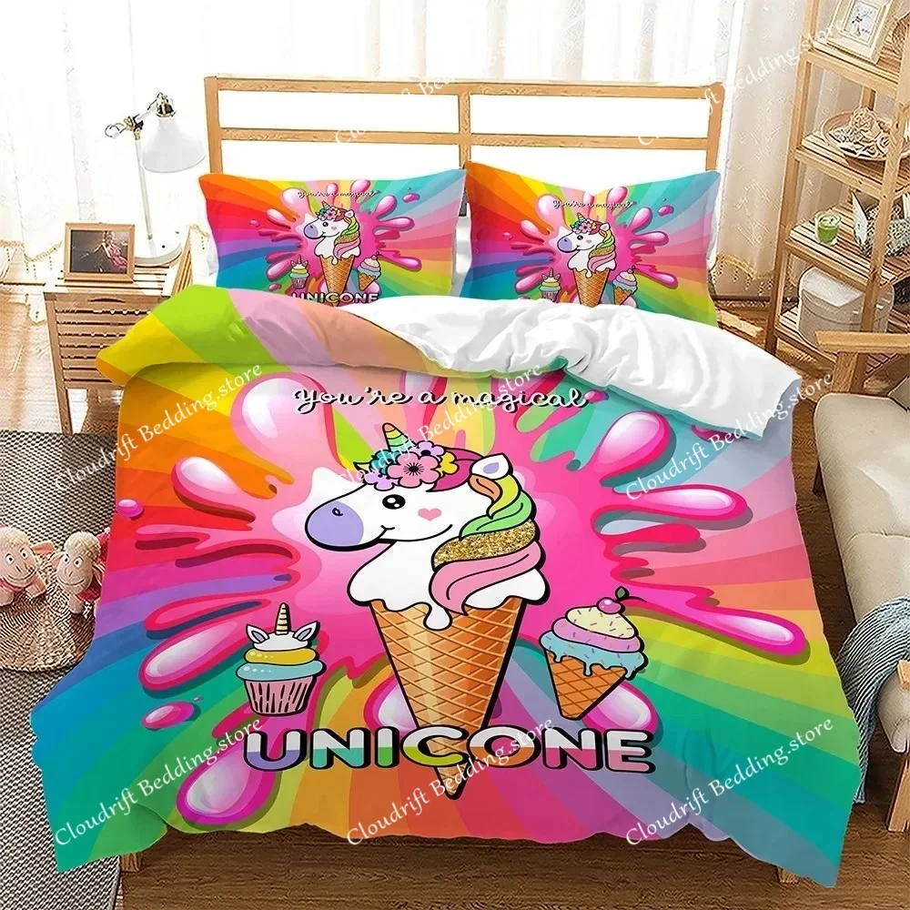 Rainbow Unicorn Bedding Set Kawaii Cartoon Animal Bed Linen for Boys Girls Twin Single Double Queen Size Duvet Cover Sets
Rainbow Unicorn Bedding Set Kawaii Cartoon Animal Bed Linen for Boys Girls Twin Single Double Queen Size Duvet Cover Sets