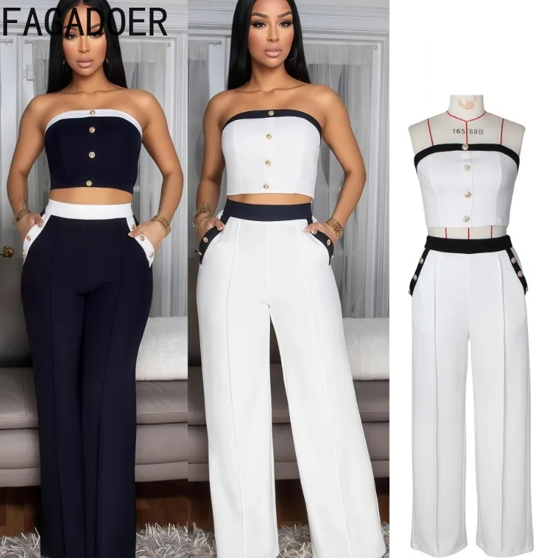 FAGADOER 2025 Summer New Sexy 2 Piece Sets Woman Outfit Sleeveless Backless Buttons Patchwork Crop Top and Straight Pants Suit
FAGADOER 2025 Summer New Sexy 2 Piece Sets Woman Outfit Sleeveless Backless Buttons Patchwork Crop Top and Straight Pants Suit