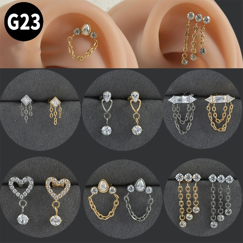 1PC ASTM F136 G23 Titanium Labret Piercing Earring Stud Heart CZ Pendant Chain Internal Thread Lip Stud Cartilage Body Jewelry
1PC ASTM F136 G23 Titanium Labret Piercing Earring Stud Heart CZ Pendant Chain Internal Thread Lip Stud Cartilage Body Jewelry