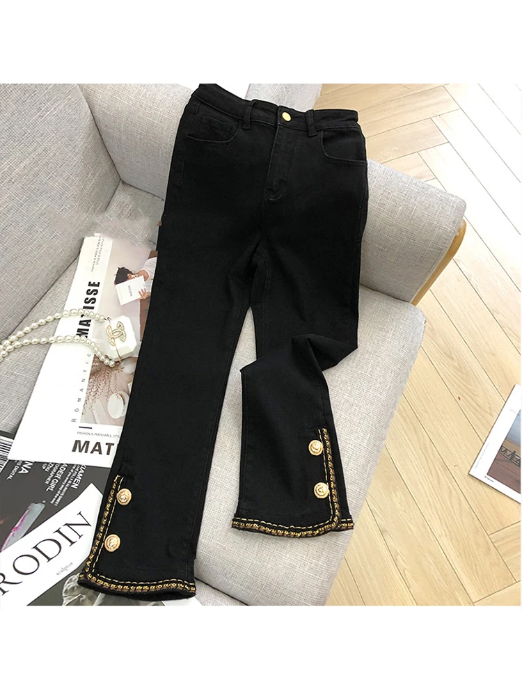 Black Vintage Wide Leg Split Jeans Women Autumn Slim Buttons High Waist Denim Pants Ladies Flares Trousers Female Streetwear
Black Vintage Wide Leg Split Jeans Women Autumn Slim Buttons High Waist Denim Pants Ladies Flares Trousers Female Streetwear