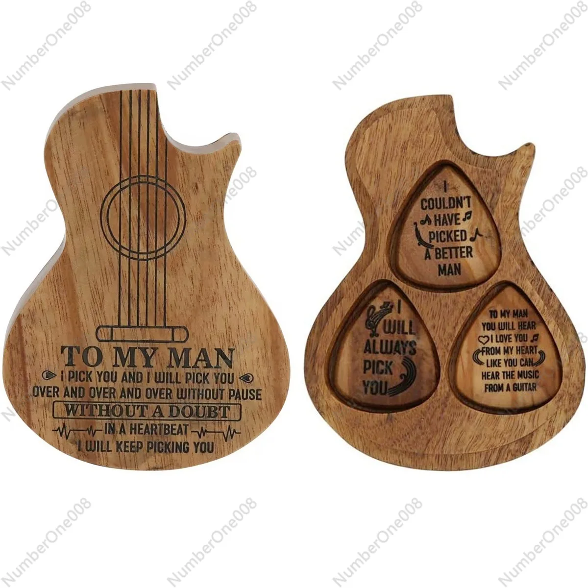 Wooden Engraved Guitar Pick Case Storage Case with 3 Piece Pick Instrument Accessories Gift (To My Man)
Wooden Engraved Guitar Pick Case Storage Case with 3 Piece Pick Instrument Accessories Gift (To My Man)