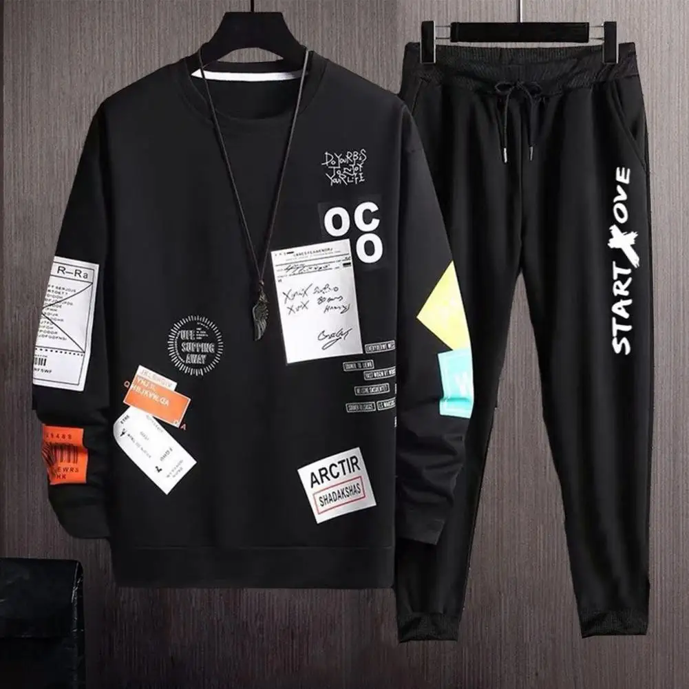 Men Jogging Suit Men's Hip Hop Letter Print Tracksuit Set with Drawstring Elastic Waist Loose Fit Sweatshirt Trousers for Fall
Men Jogging Suit Men's Hip Hop Letter Print Tracksuit Set with Drawstring Elastic Waist Loose Fit Sweatshirt Trousers for Fall