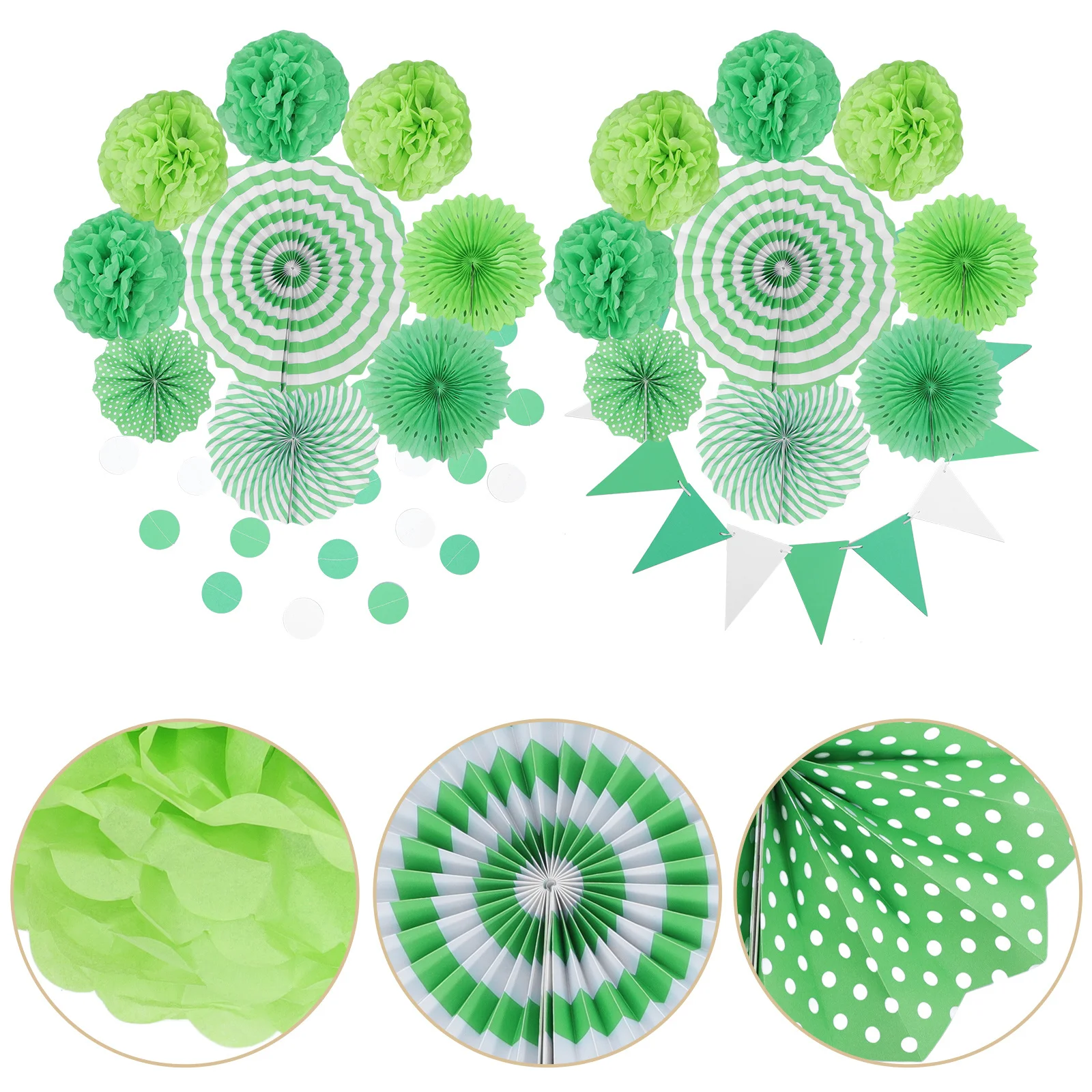 20Pcs Green Hanging Paper Fans and Tissue Pompoms Birthday Decoration Set for Ceiling Festoon Party Wedding Background Display
20Pcs Green Hanging Paper Fans and Tissue Pompoms Birthday Decoration Set for Ceiling Festoon Party Wedding Background Display