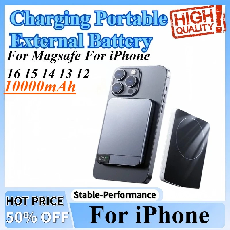 New 10000mAh Thin Magnetic Wireless Power Bank PD Fast Charging Portable External Battery For Magsafe For IPhone 16 15 14 13 12
New 10000mAh Thin Magnetic Wireless Power Bank PD Fast Charging Portable External Battery For Magsafe For IPhone 16 15 14 13 12