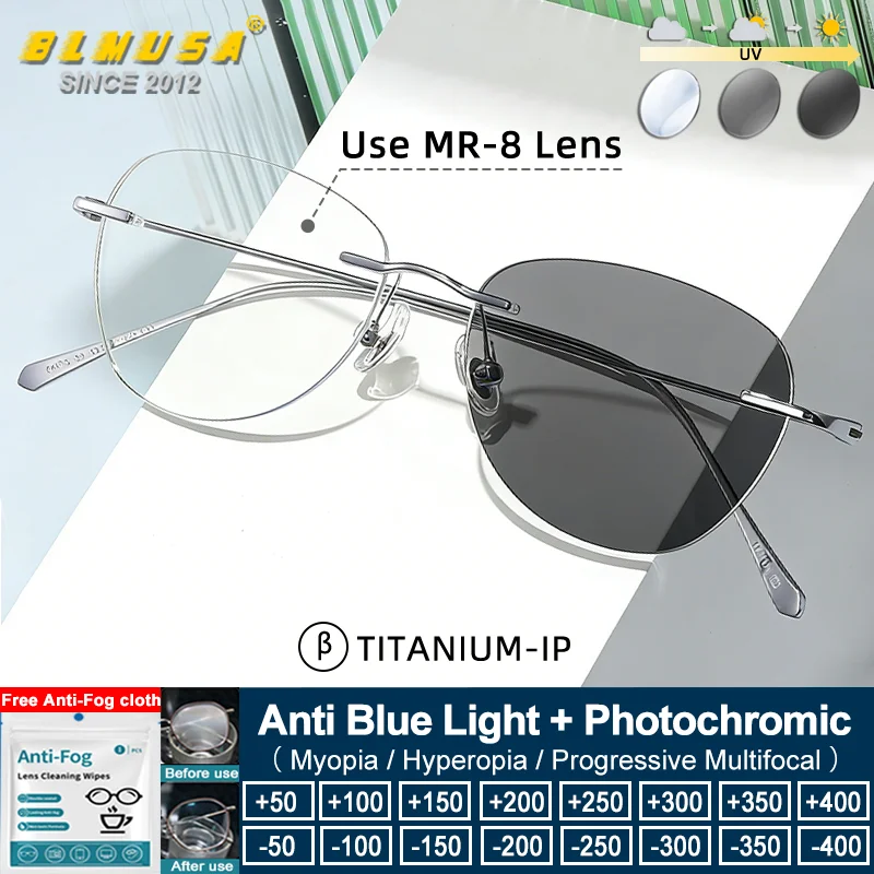 BLMUSA (M) Classic Men Simple Ultralight Rimless Myopia Hyperopia Glasses Titanium Women Cat Eye Design Progressive Eyeglasses
BLMUSA (M) Classic Men Simple Ultralight Rimless Myopia Hyperopia Glasses Titanium Women Cat Eye Design Progressive Eyeglasses