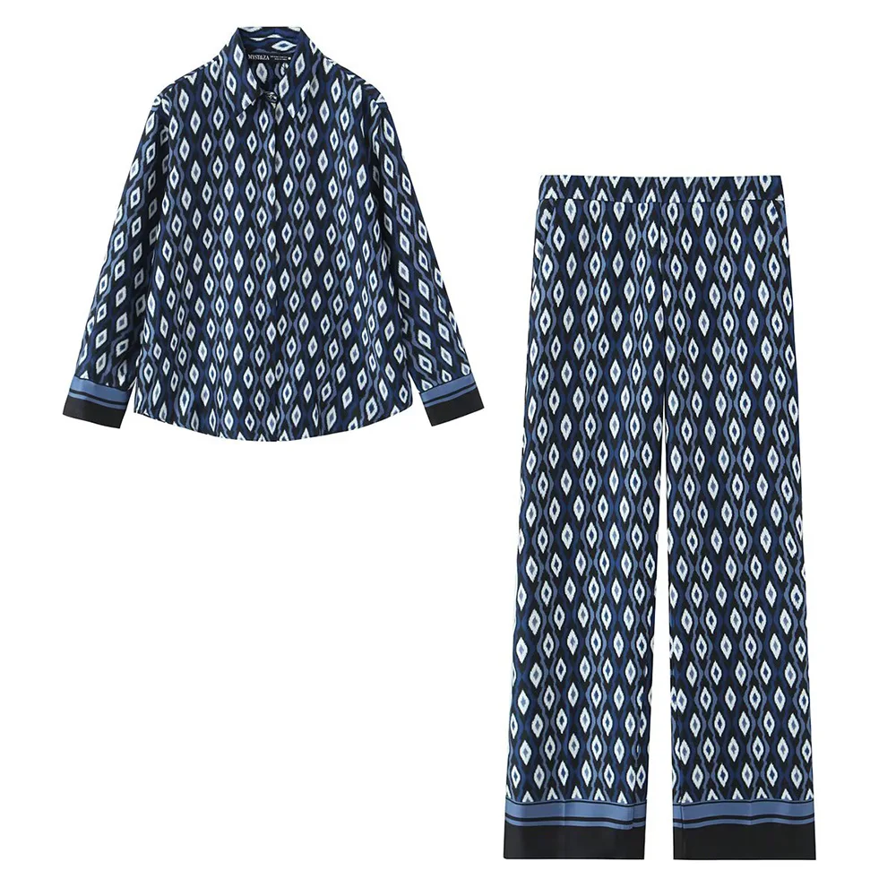 2025 New Women's Casual Elegant Design with European and American Style Geometric Pattern Printed Shirt&Pants Set 
2025 New Women's Casual Elegant Design with European and American Style Geometric Pattern Printed Shirt&Pants Set