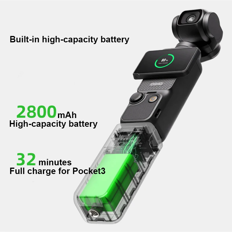 For DJI Osmo Pocket 3 Handheld Action Camera Charging Handle 2800mAh Lightweight Portable Power Bank Accessory
For DJI Osmo Pocket 3 Handheld Action Camera Charging Handle 2800mAh Lightweight Portable Power Bank Accessory