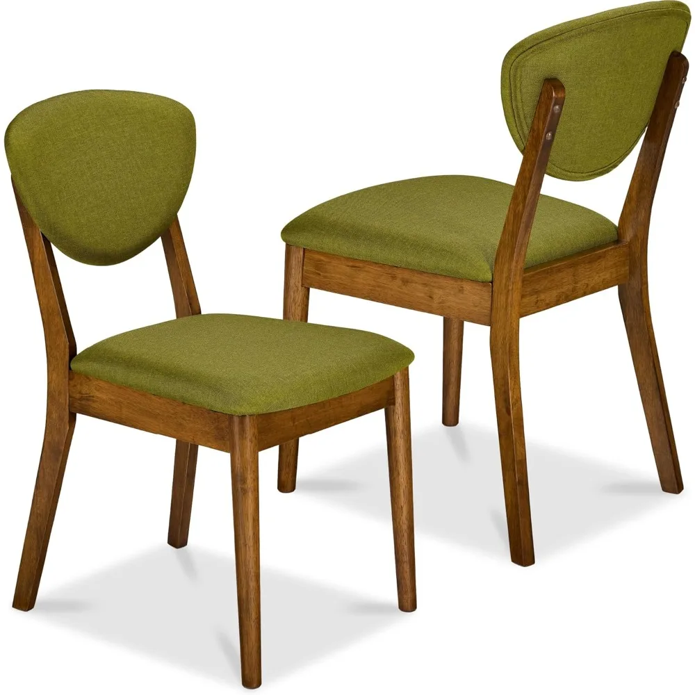 Dining Chairs Set of 2, Mid-Century Modern Upholstered Wood, Armless w/Seat Cushion, Padded Backrest - Walnut/Olive
Dining Chairs Set of 2, Mid-Century Modern Upholstered Wood, Armless w/Seat Cushion, Padded Backrest - Walnut/Olive