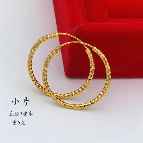 24K Gold AU999 Women Women's Large Hoop - Premium gold, timeless design, fits young & mature women