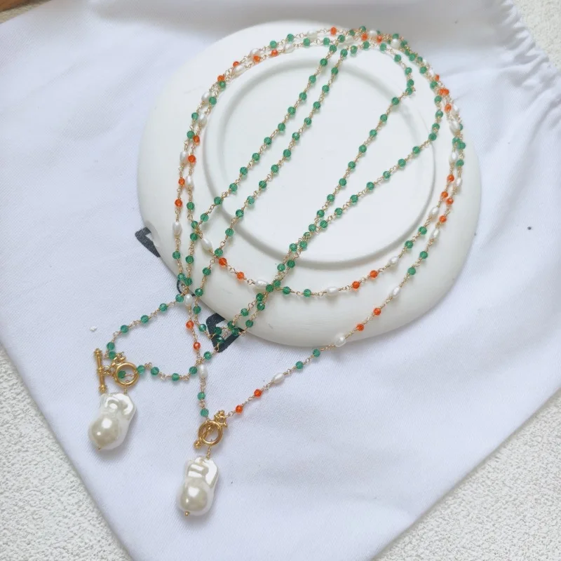 Niche Artificial Baroque Pearl Pendant Glass Beaded Necklace Retro Versatile Chain Stackable Summer Holiday Beach Style Necklace
Niche Artificial Baroque Pearl Pendant Glass Beaded Necklace Retro Versatile Chain Stackable Summer Holiday Beach Style Necklace