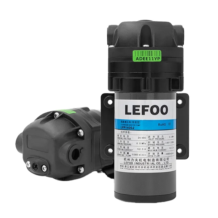 LEFOO Longlife 400 GPD RO Water Pump 24V DC Diaphragm Booster Pump with Small Size Motor for Commercial Water Purifier System
LEFOO Longlife 400 GPD RO Water Pump 24V DC Diaphragm Booster Pump with Small Size Motor for Commercial Water Purifier System