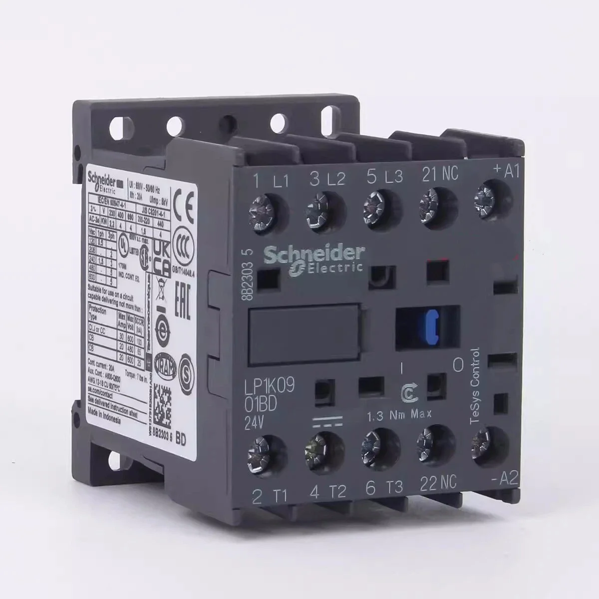 LP1K0901BD TeSys K contactor - 3P - AC-3 = 440 V 9 A - 1 NC aux. - 24 V DC coil
LP1K0901BD TeSys K contactor - 3P - AC-3 = 440 V 9 A - 1 NC aux. - 24 V DC coil