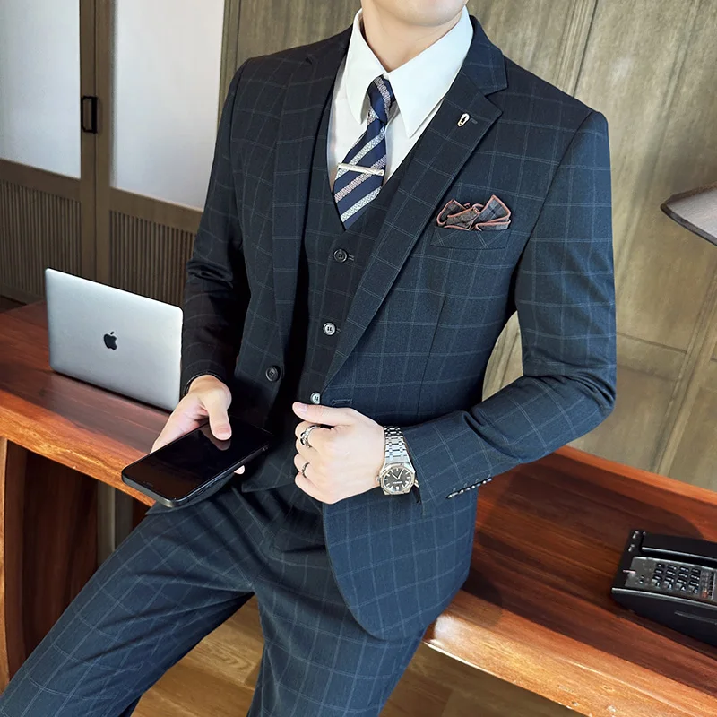 High Quality Men Suits 3 Pieces Elegant Blazer Luxury Wedding Business Vest Pants Coats Formal Jacket Trousers Men Casual Dress
High Quality Men Suits 3 Pieces Elegant Blazer Luxury Wedding Business Vest Pants Coats Formal Jacket Trousers Men Casual Dress