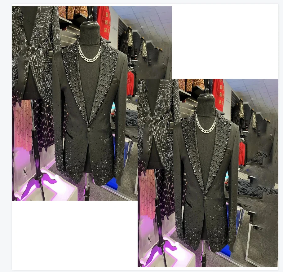 Luxury Stone Crystals Men Suit Set 2 Piece Blazer+Pant Trousers Customized Formal Office Jacket Groom Wedding Tuxedos Prom Coat
Luxury Stone Crystals Men Suit Set 2 Piece Blazer+Pant Trousers Customized Formal Office Jacket Groom Wedding Tuxedos Prom Coat