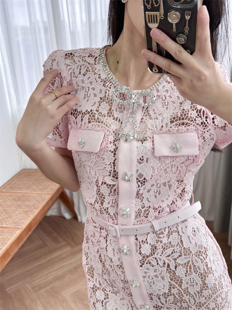 Pink Luxury Lace Dress with Sweet Diamond Embellished Bow,25 Spring New Style Evening Glitter Dresses for Women 2025 New Elegant
Pink Luxury Lace Dress with Sweet Diamond Embellished Bow,25 Spring New Style Evening Glitter Dresses for Women 2025 New Elegant