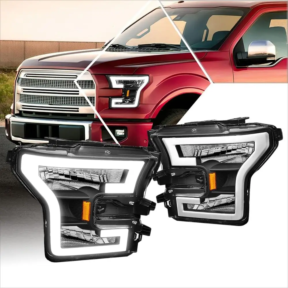LED DRL Headlight(Headlamps) Assembly Set Compatible with Ford F150 2015-2017,Black Housing/Amber Corner
LED DRL Headlight(Headlamps) Assembly Set Compatible with Ford F150 2015-2017,Black Housing/Amber Corner