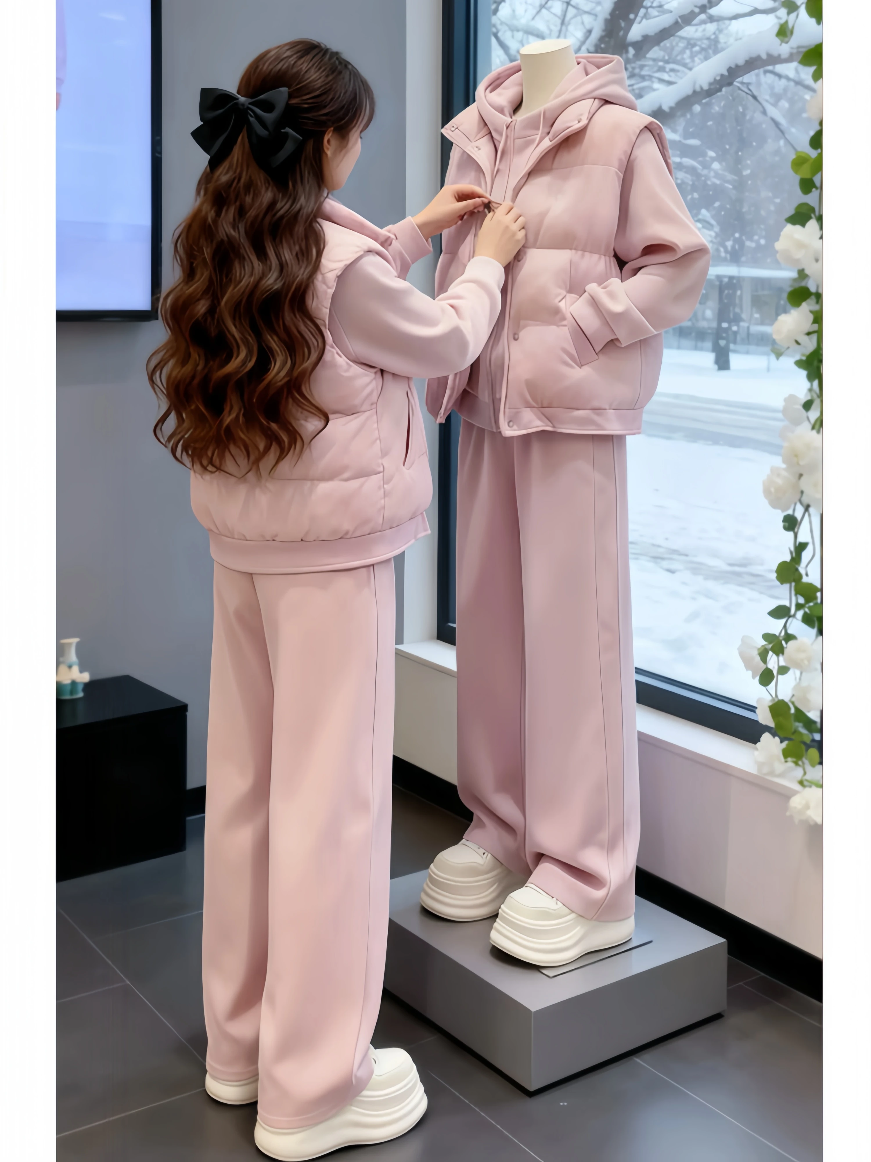Pink Anti-Aging Fashion Set Women's Hoodie Sweatshirt Warm Vest High Waist Casual Pants Three Piece Set Casual Style Winter Wear
Pink Anti-Aging Fashion Set Women's Hoodie Sweatshirt Warm Vest High Waist Casual Pants Three Piece Set Casual Style Winter Wear