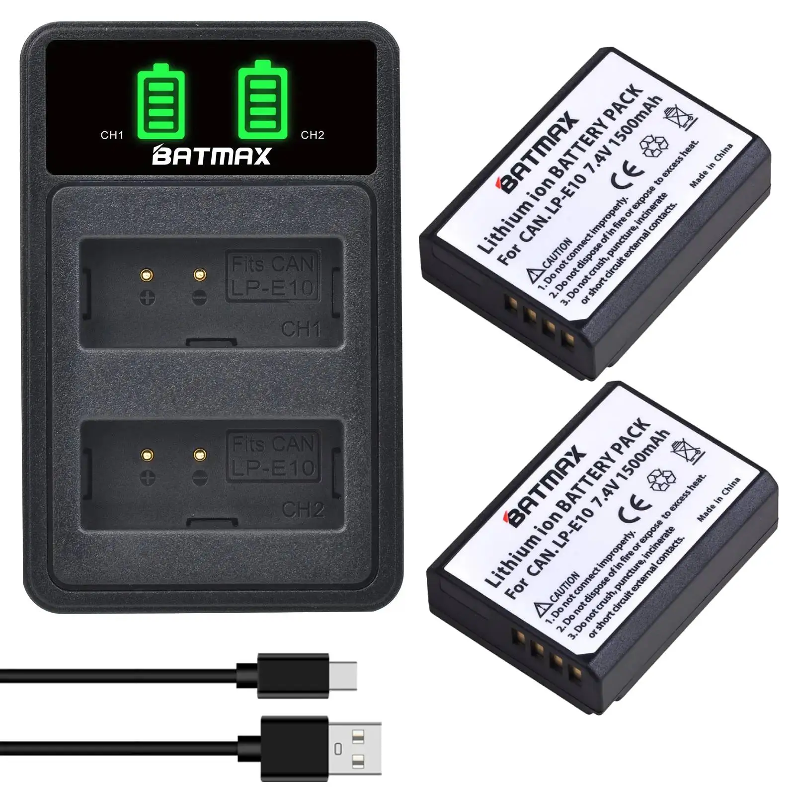 Batmax LP-E10 Bateria LP E10 Battery+LED Dual Charger for Canon EOS 1100D 1200D 1300D 2000D Rebel T3 T6 T7 T100 Kiss X50 X80 X90
Batmax LP-E10 Bateria LP E10 Battery+LED Dual Charger for Canon EOS 1100D 1200D 1300D 2000D Rebel T3 T6 T7 T100 Kiss X50 X80 X90
