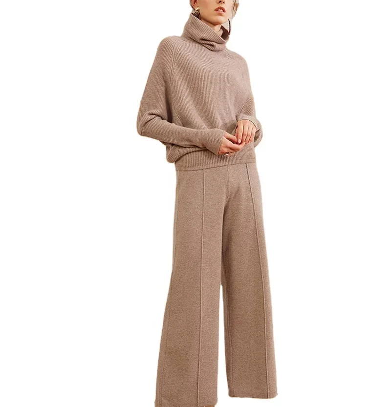 Women's Cashmere Suit Clothes Knitted Turtleneck Female Wool Cashmere Sweater Pant 2 Pieces Set Women Sweater Knit Two Piece Set
Women's Cashmere Suit Clothes Knitted Turtleneck Female Wool Cashmere Sweater Pant 2 Pieces Set Women Sweater Knit Two Piece Set