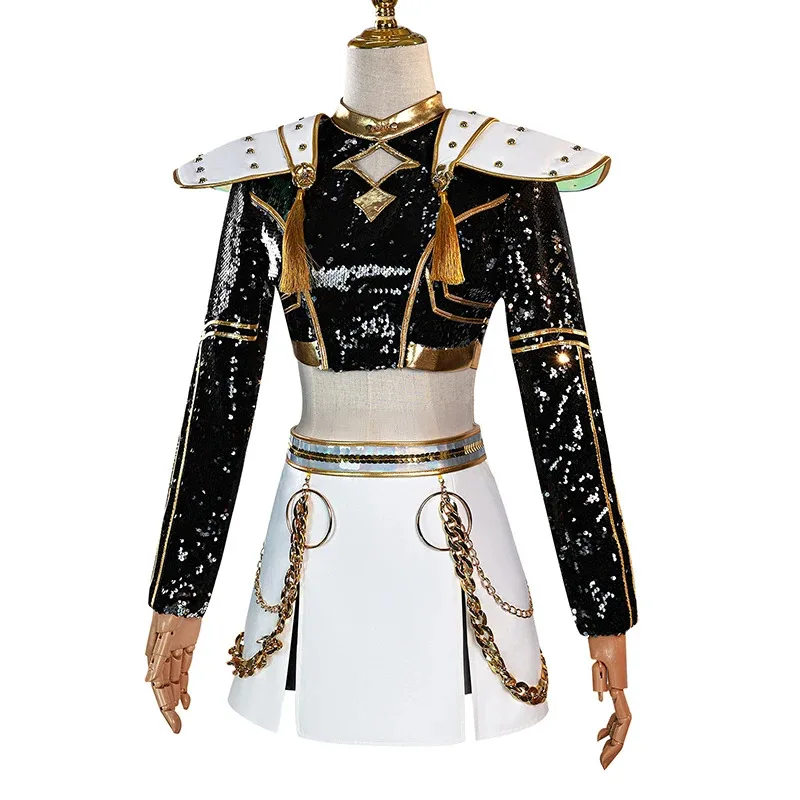 Rumi Zoey Mira Cosplay Costume Wig Women Black Golden Suit Halloween Party Role Playing Outfita;2,c'4,h.
Rumi Zoey Mira Cosplay Costume Wig Women Black Golden Suit Halloween Party Role Playing Outfita;2,c'4,h.