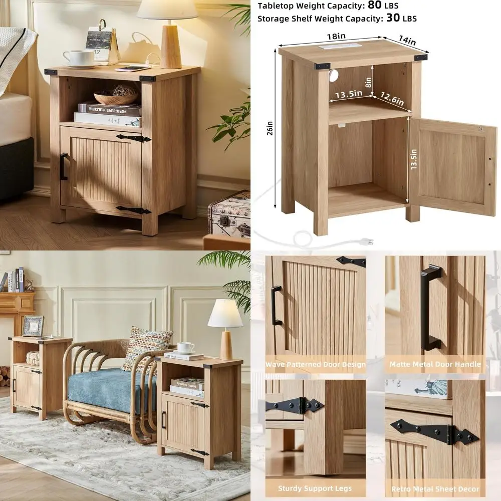 Modern Rustic Nightstand with Charging Station and USB Port, 18-inch Boho Style Bedside Table for Bedroom
Modern Rustic Nightstand with Charging Station and USB Port, 18-inch Boho Style Bedside Table for Bedroom