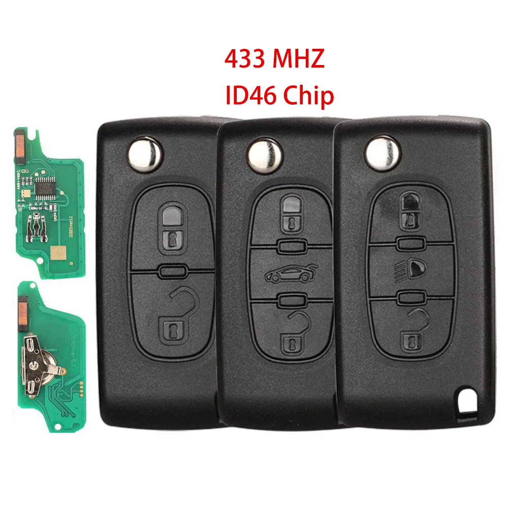 Jingyuqin New Remote Flip Car Key ASK/FSK 433MHZ ID46 For Citroen C2 C4 C5 C8 Peugeot 307 308 607 VA2/HCA CE0523/0536 2/3/4 BTNS
Jingyuqin New Remote Flip Car Key ASK/FSK 433MHZ ID46 For Citroen C2 C4 C5 C8 Peugeot 307 308 607 VA2/HCA CE0523/0536 2/3/4 BTNS