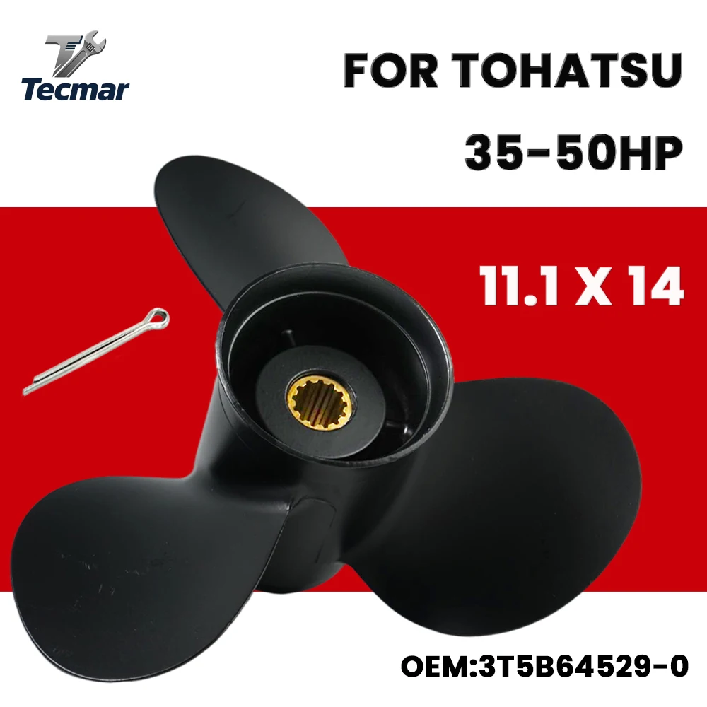 11.1x14 Boat Propeller For Tohatsu Nissan 35hp-50hp Boat Motor Aluminum Alloy Propeller 3 Blade 13 Spline 3T5B64529-0
11.1x14 Boat Propeller For Tohatsu Nissan 35hp-50hp Boat Motor Aluminum Alloy Propeller 3 Blade 13 Spline 3T5B64529-0