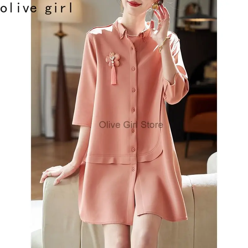 Pink Shirt Dress Women's Tops Clothing Blouses Women's Shirt 2025 Summer Seven Quarter Sleeve Nail Bead Mid Length
Pink Shirt Dress Women's Tops Clothing Blouses Women's Shirt 2025 Summer Seven Quarter Sleeve Nail Bead Mid Length