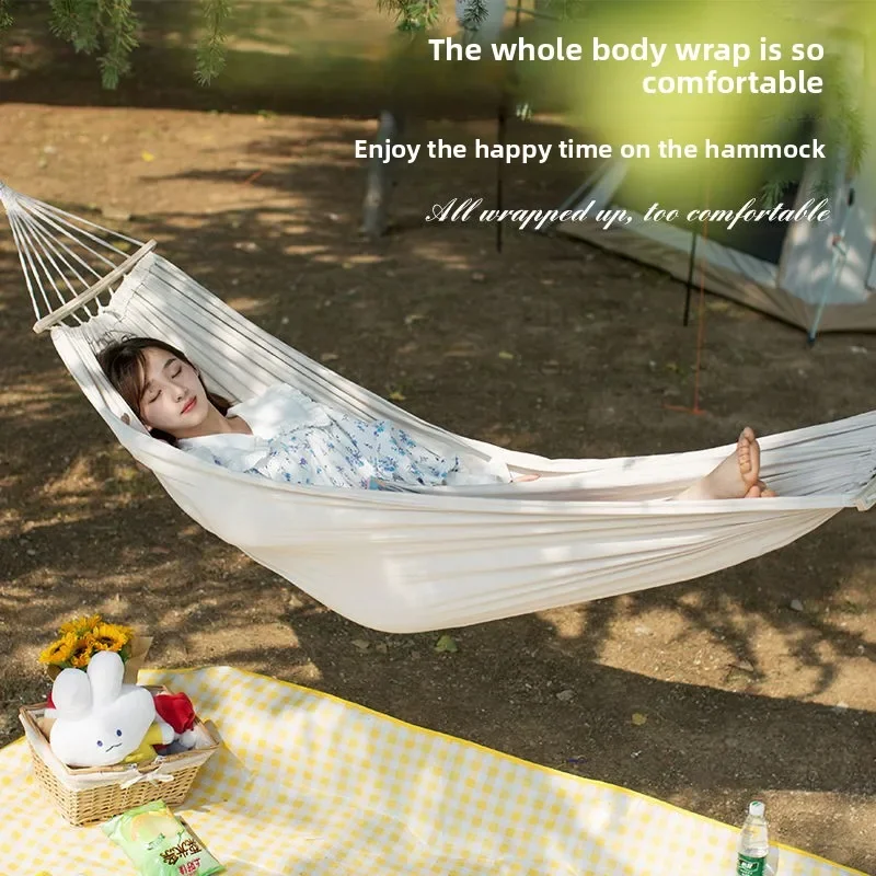 Hammock Outdoor Sleep ing Double Thickened Single Outdoor Tree Nap Anti-roll over Canvas Swing Rocking Chair Bed
Hammock Outdoor Sleep ing Double Thickened Single Outdoor Tree Nap Anti-roll over Canvas Swing Rocking Chair Bed