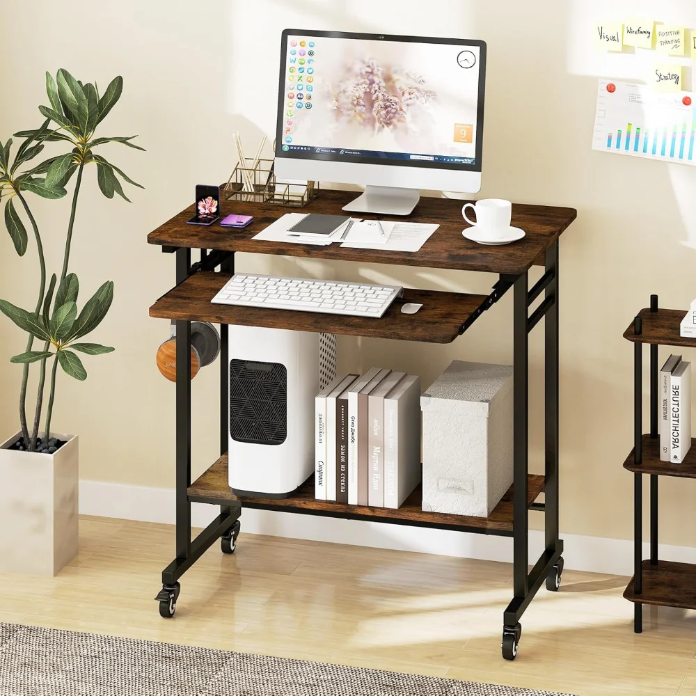 Mobile Portable Laptop PC Desk with CPU Stand & 3 Hooks for Sofa & Bed,Rolling Computer Desk Cart with Keyboard Tray
Mobile Portable Laptop PC Desk with CPU Stand & 3 Hooks for Sofa & Bed,Rolling Computer Desk Cart with Keyboard Tray